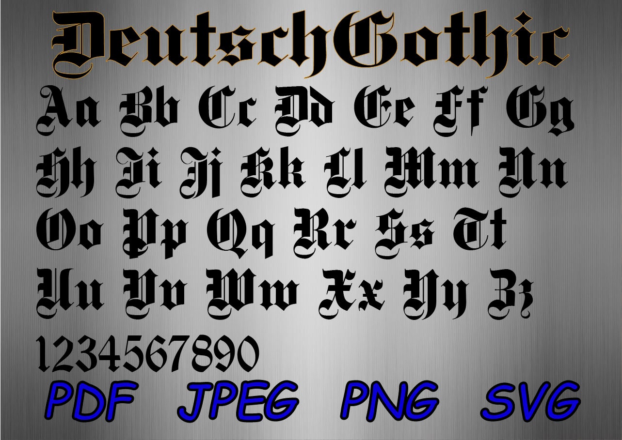 Deutsch Gothic Alphabet, Svg Schrift, Svg Black Letters, Customize Gift