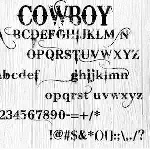 Alfabeto de vaquero, fuente SVG, letras SVG antiguas, regalo personalizado SVG, archivo de corte de vinilo, SVG, archivos de diseño imprimibles de vaqueros del viejo oeste