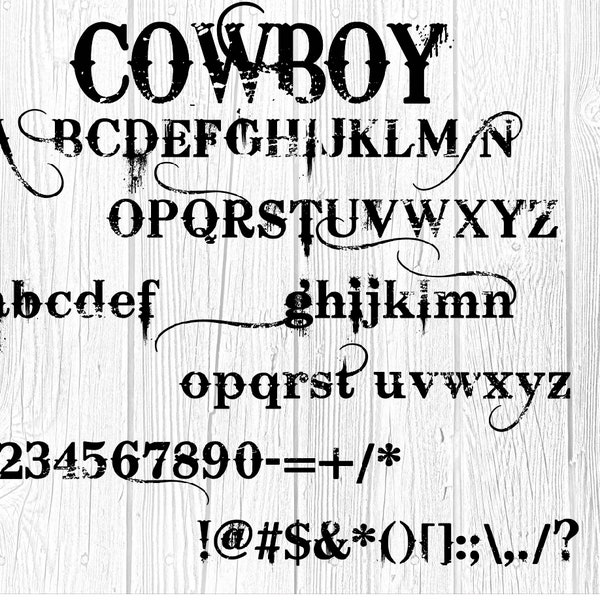 Cowboy Alphabet,  Svg Font, Svg Old Letters, Customize Gift Svg, Vinyl Cut File, Svg, Old Western Cowboy Printable Design Files