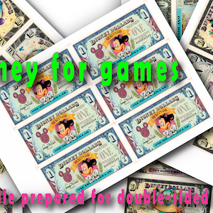 Lerngeld Dollar für den Druck Spiel Spielgeld für Bildung Pdf-Dateien Cartoon Geld Dollar Papier Download Druckbare Hohe Auflösung