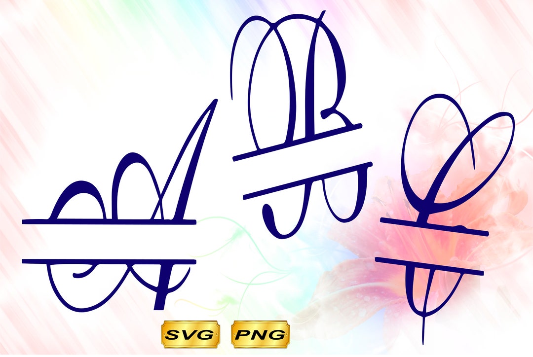 Calligraphy Split Monogram Alphabet SVG Split Monogram - Etsy UK