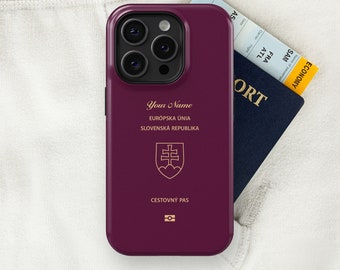 Slovakia Passport - iPhone Case, iPhone 15, 14, 13, 13, Pro Max, Plus, Passport Phone Case, Travel Phone Case, MagSafe Case