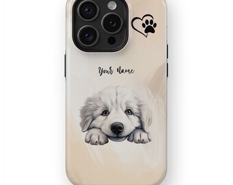 Great Pyrenees Dog Phone Case - iPhone 15/14/13/12/Pro/Max/Plus, Dog Mom Case, Custom Dog Cover, Dog Portrait, Magsafe Case