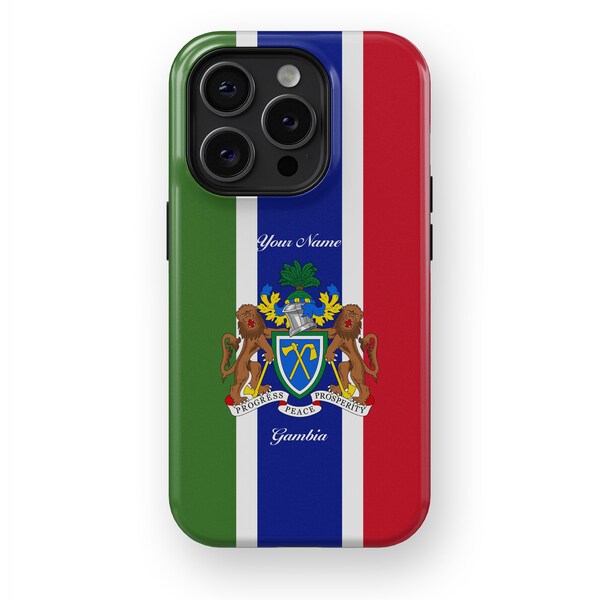 Gambia Flagge Nationalemblem - iPhone Tough Case 15/14/13/12/X/Pro/Max/Plus, 15/14/13/12/X/Pro/Max/Plus, Designer Hülle, MagSafe Hülle