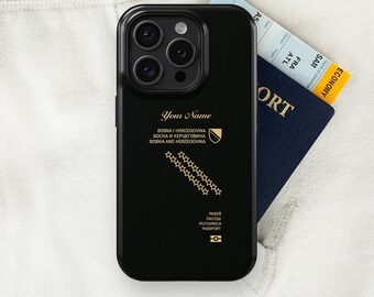 Bosnia Passport iPhone Case, iPhone 15, 14, 13, 13, Pro Max, Plus, Personalized Phone Case, Travel Phone Case, MagSafe Case