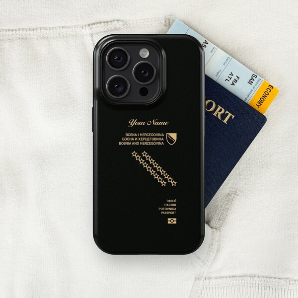 Bosnia Passport iPhone Case, iPhone 15, 14, 13, 13, Pro Max, Plus, Personalized Phone Case, Travel Phone Case, MagSafe Case