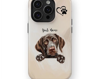 German Shorthaired Pointer Dog Phone Case - iPhone 15/14/13/12/Pro/Max/Plus, Dog Mom Case, Custom Dog Cover, Dog Portrait, Magsafe Case