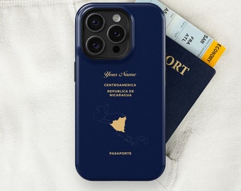 Nicaragua Passport - iPhone Case, iPhone 15, 14, 13, 13, Pro Max, Plus, Passport Phone Case, Travel Phone Case, MagSafe Case