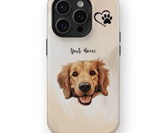 Golden Retriever Dog Phone Case - iPhone 15/14/13/12/Pro/Max/Plus, Dog Mom Case, Custom Dog Cover, Dog Portrait, Magsafe Case