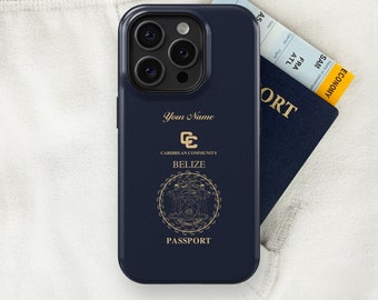 Belize Passport - iPhone Case, iPhone 15, 14, 13, 13, Pro Max, Plus, Passport Phone Case, Travel Phone Case, MagSafe Case