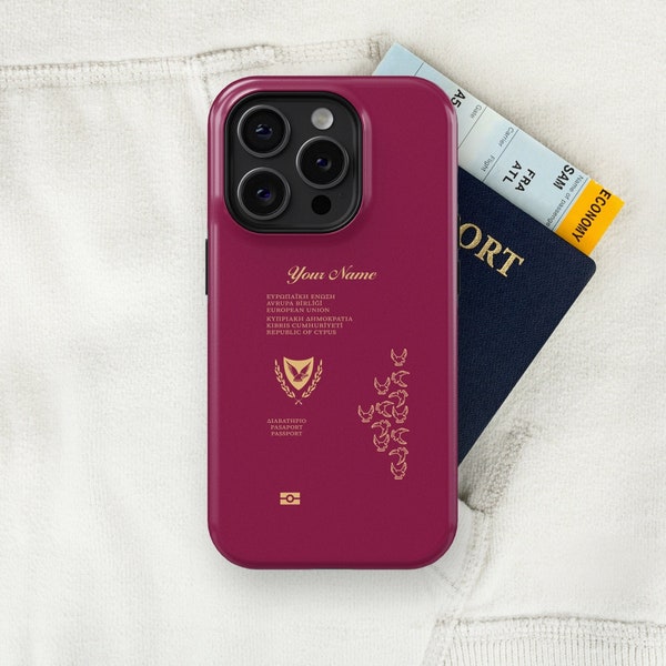 Cyprus Passport - iPhone Case, iPhone 15, 14, 13, 13, Pro Max, Plus, Passport Phone Case, Travel Phone Case, MagSafe Case