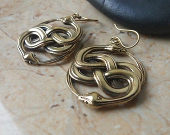 Brass -Snake Earrings / Style Brass Handmade Earrings /   Brass Ethnic Bali Earrings / Metal Earrings / Designer