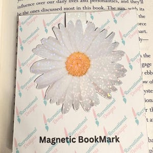Segnalibro magnetico olografico a forma di fiore di margherita - Segnalibro magnetico femminile - Segnalibro regalo per gli amanti dei fiori - Completamente magnetico