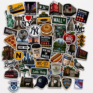 50 st vattentäta NYC-vinylklistermärken | Planerare, laptop, vattenflaska-paket