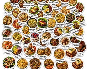 50-pack ketodietvänliga måltidsklistermärken | Hälsa | Viktminskning | Viktmål