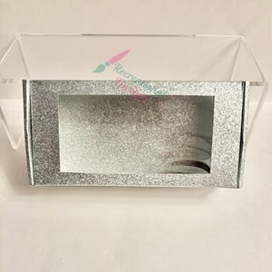 Silver Glitter Cake Box - Gift Box with Transparent Window - Corrugated Easy Assembly - Size 5.5 x 1.35 x 3 inches