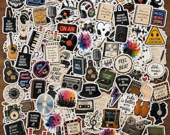 100 st. vinylklistermärken för musikälskare | Vattentäta laptopdekaler (holografiska, matta, glansiga)