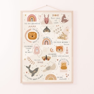 Affirmation poster children A3 | Encourager | Children's poster forest animals | Self love poster