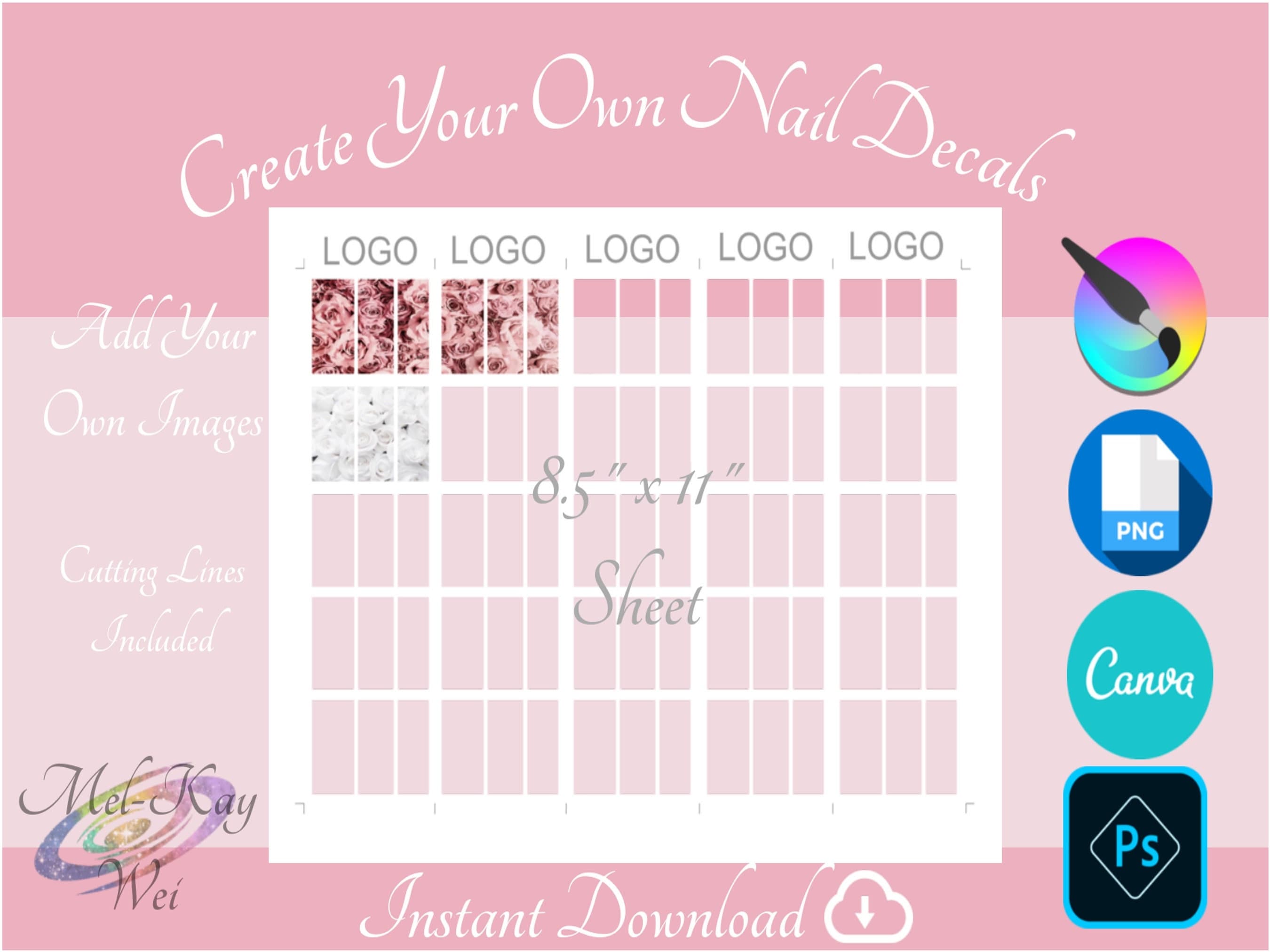 Square Nail Decal Template Printable Etsy Square Nail Decal Template Printable Etsy