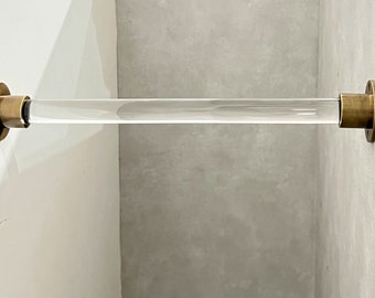 Modern Lucite Laundry Rod with Solid Brass Hardware Handmade Closet Rack