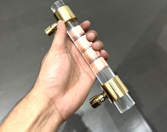 Custom Lucite Door Handle: Solid Brass Hardware