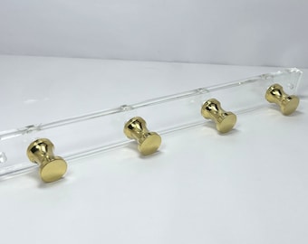 Brass Lucite Wall Hooks: Modern Coat Rack, Towel Hanger