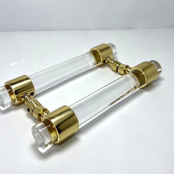 Solid Brass Lucite Shower Door Handle Modern Design Lucite Shower Door Back-to-Back Pulls