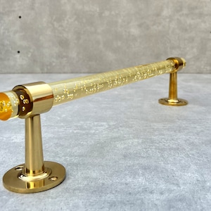 Modern Brass & Bubbly Lucite Towel Bar