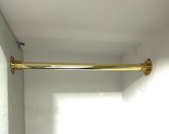 Unlacquered Brass Closet Rod, Handmade Wardrobe Hanging Bar Brass Clothes Storage