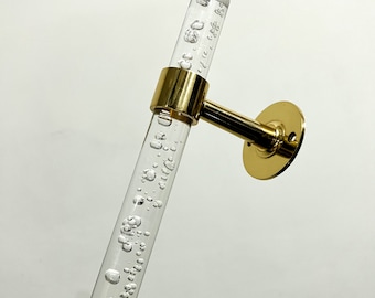 Brass & Bubble Lucite Towel Bar - Modern Bathroom Fixture