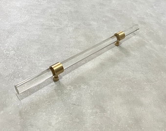 Handmade Lucite Door Pull: Antique Brass Handle