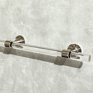 Solid Brass Lucite Towel Bar Modern Design Towel Hanger Handmade Acrylic Towel Holder Chrome Finish Wall Mount Towel Bar Bathroom Fixture