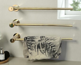 Brass Wall-Mounted Towel Holder – Handmade Minimalist Bathroom Bar - Modern Bathroom storage
