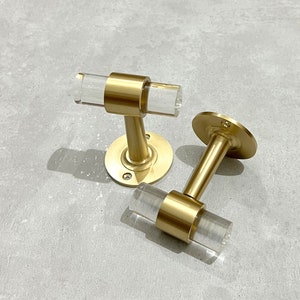 Handamde Brass Lucite Robe Hook- Modern Bathroom Towel Hook- Wall Mount Bedrooms Hook- Brass Hooks- Lucite Hooks- Hangers & Storage Hook