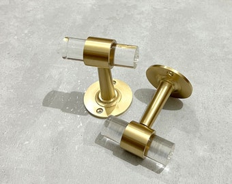 Handmade Brass Lucite Robe Hook: Modern Bathroom Towel Hook