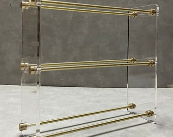 Customize Brass Acrylic Shoe Shelf - Acrylic Brass Shoe Rack - Handmade Brass Shoe Holder - Modern Shoe Storage