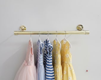 Handmade Brass Closet Rod Wall Mount Clothing Rack Handmade Luxury Storage