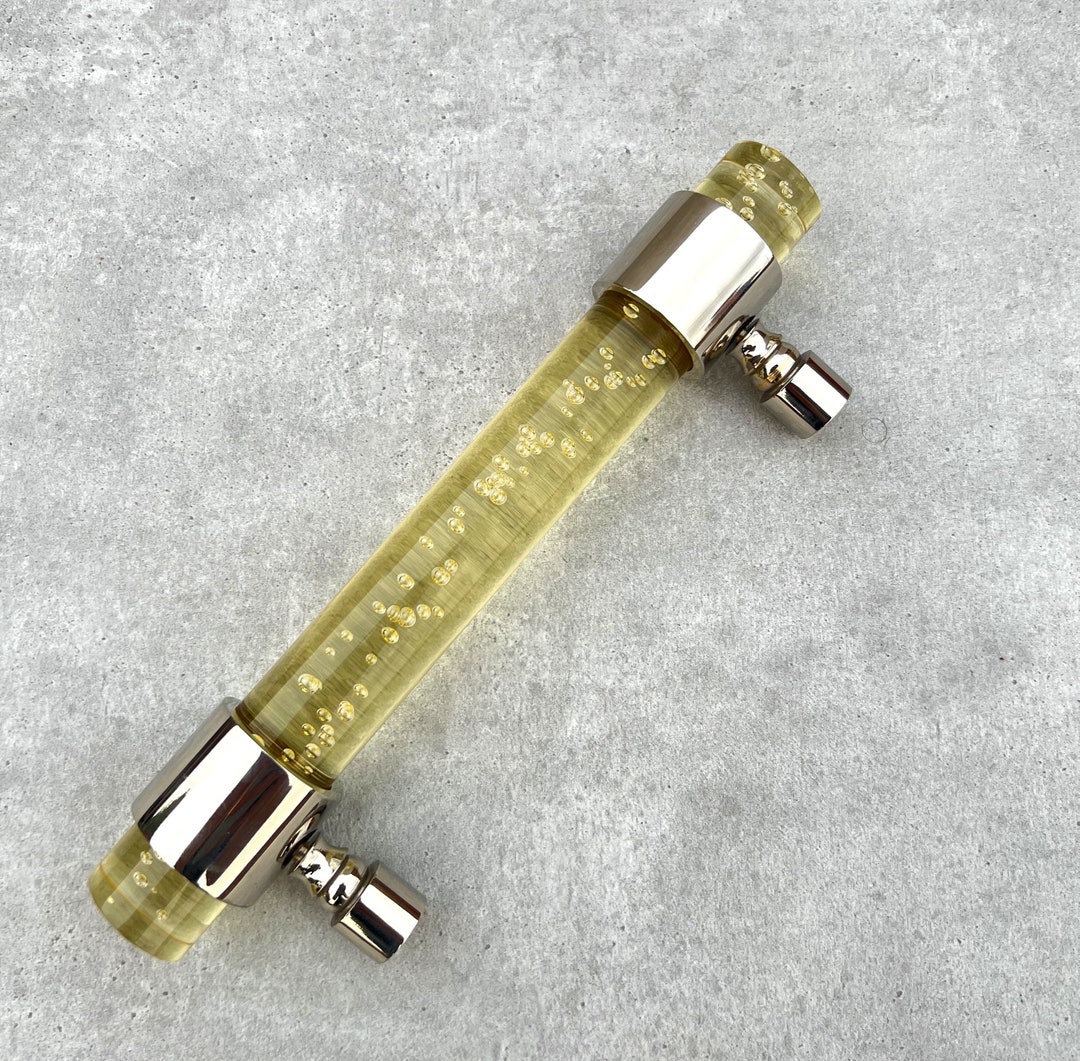 Brass Bubble Lucite Knobs & Pulls, Modern Knobs, Drawer Knobs