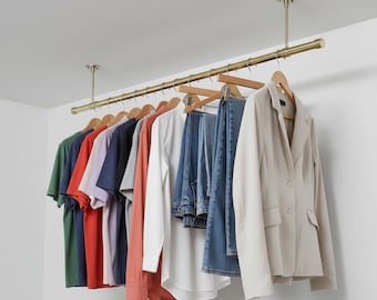 Solid Brass Ceiling Mounted Hanging Closet Rod | Boutique Rack Hardware