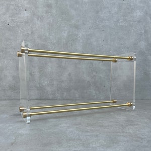 Customize Brass Lucite Shoes Rack Handmade Acrylic Brass Shoes Shelf Modern Design Shoes Storage Holder