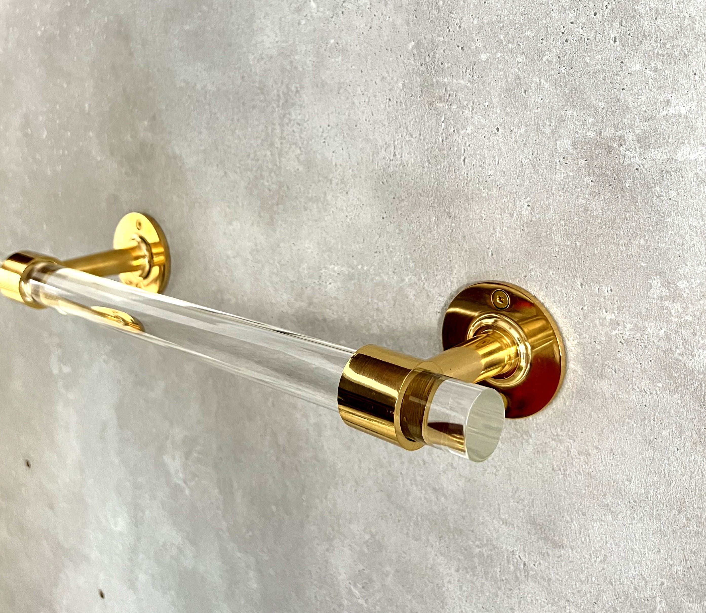 Handmade Lucite Towel Bar Solid Brass Hardware Lucite Towel Holders