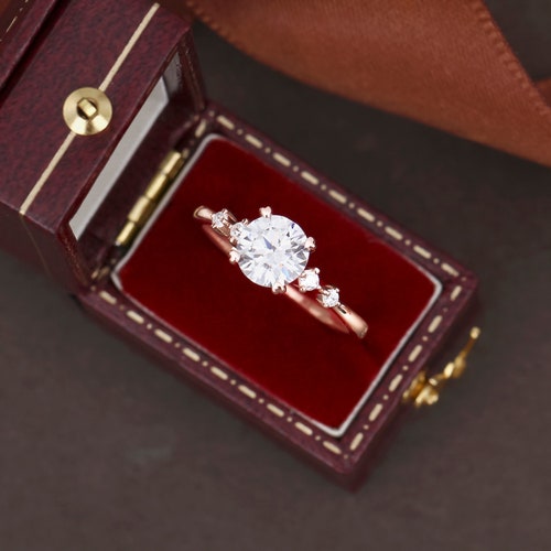 Vintage Moissanite Engagement Ring shops | Unique Rose Gold Wedding Ring | Moissanite Ring | Diamond Anniversary Gift | Promise Ring