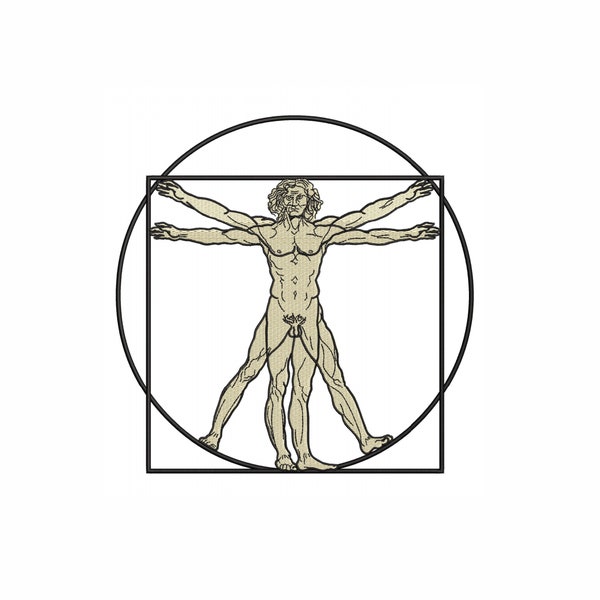 Vitruvian Man Machine Embroidery Design. 4 Sizes