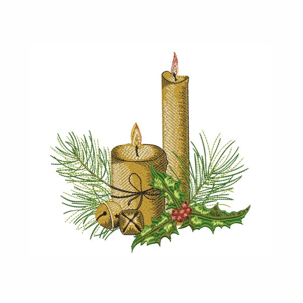 Christmas Candle Machine Embroidery Design. 4 Sizes. Christmas Decor Embroidery Design