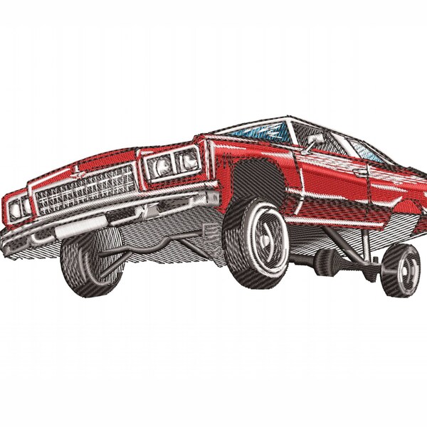 Lowrider Machine Embroidery Design. 6 Sizes. Car Embroidery Design