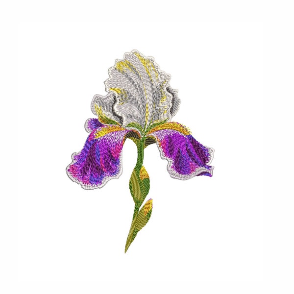 Iris Flower Machine Embroidery Design. 4 Sizes. Iris Embroidery Design