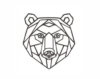 Geometric Bear Machine Embroidery Design. 3 Sizes. Animal Embroidery Design