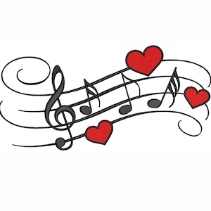 Music Notes Machine Embroidery Design. 4 Sizes. Music Lover Embroidery Design