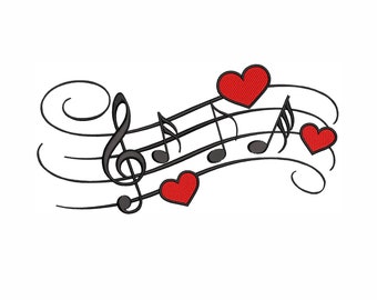 Music Notes Machine Embroidery Design. 4 Sizes. Music Lover Embroidery Design