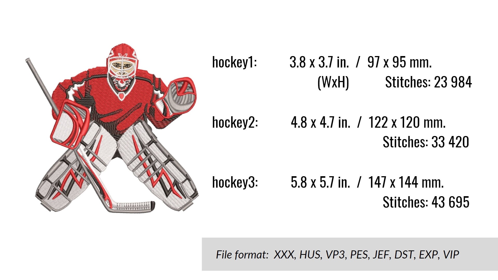 Hockey Goalkeeper Machine Embroidery Design. 3 Sizes. Sports Etsy UK